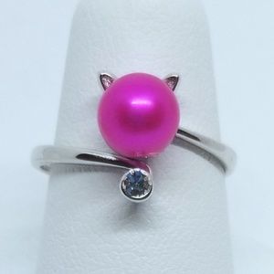 Kitten wrap pearl ring